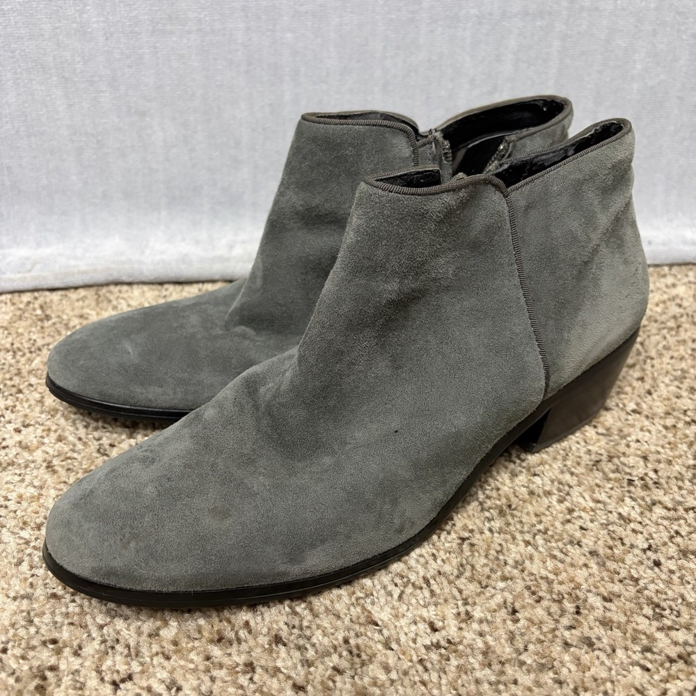 Sam Edelman Women's Petty Boots Size 9 Dark Gray Suede Bootie Block Low Heel